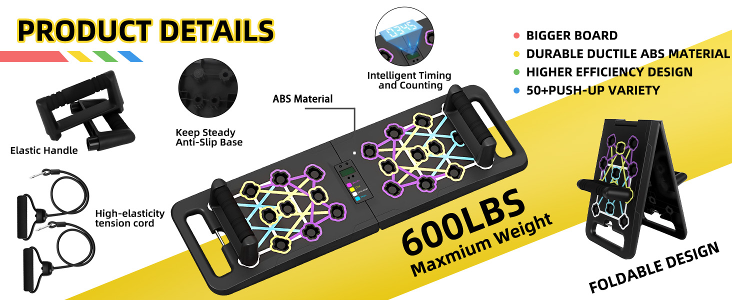 Багатофункціональна дошка для віджимань 24 в 1 з автоматичним лічильником, складаний тренажер для дому та калістеніки, чорний