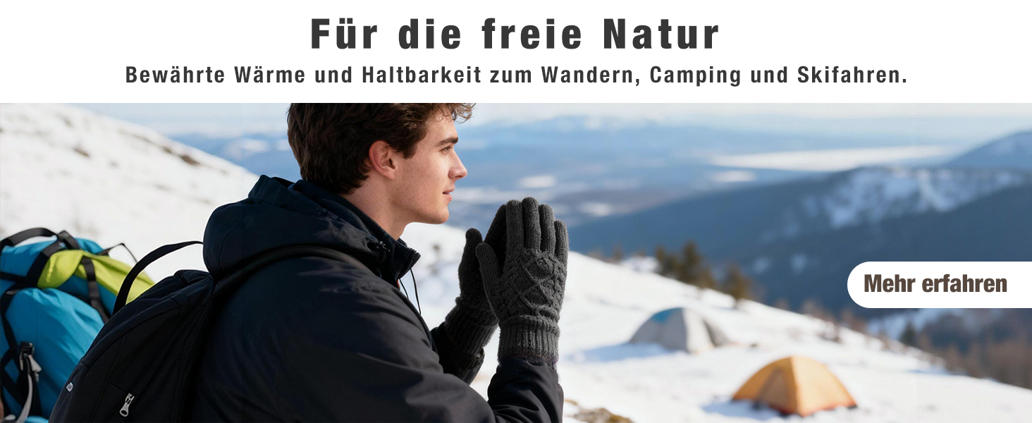 Зимові рукавички Origem для чоловіків та жінок. Теплі рукавички з вовни з підкладкою з флісу, сенсорні, для спорту та активного відпочинку. Чорний колір.