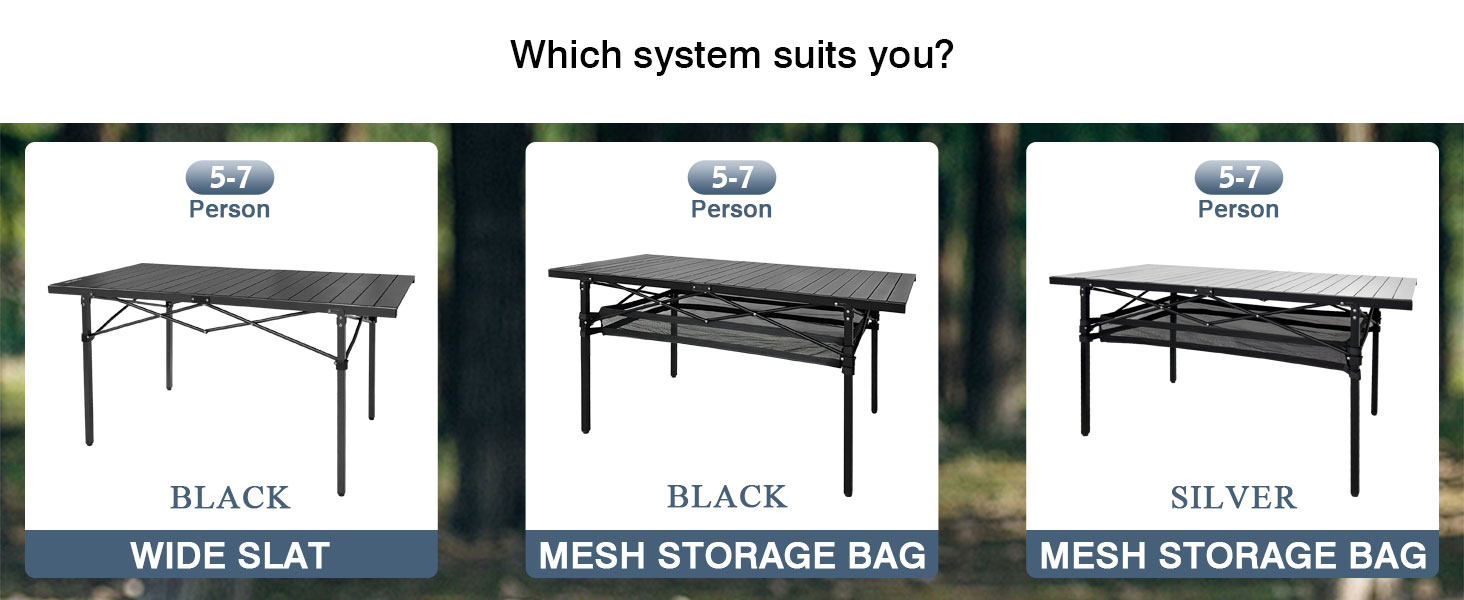 Стіл для кемпінгу Poeopore, розкладний, алюміній, великий, на 4-6 осіб, чорний, 140 x 70 x 70 см