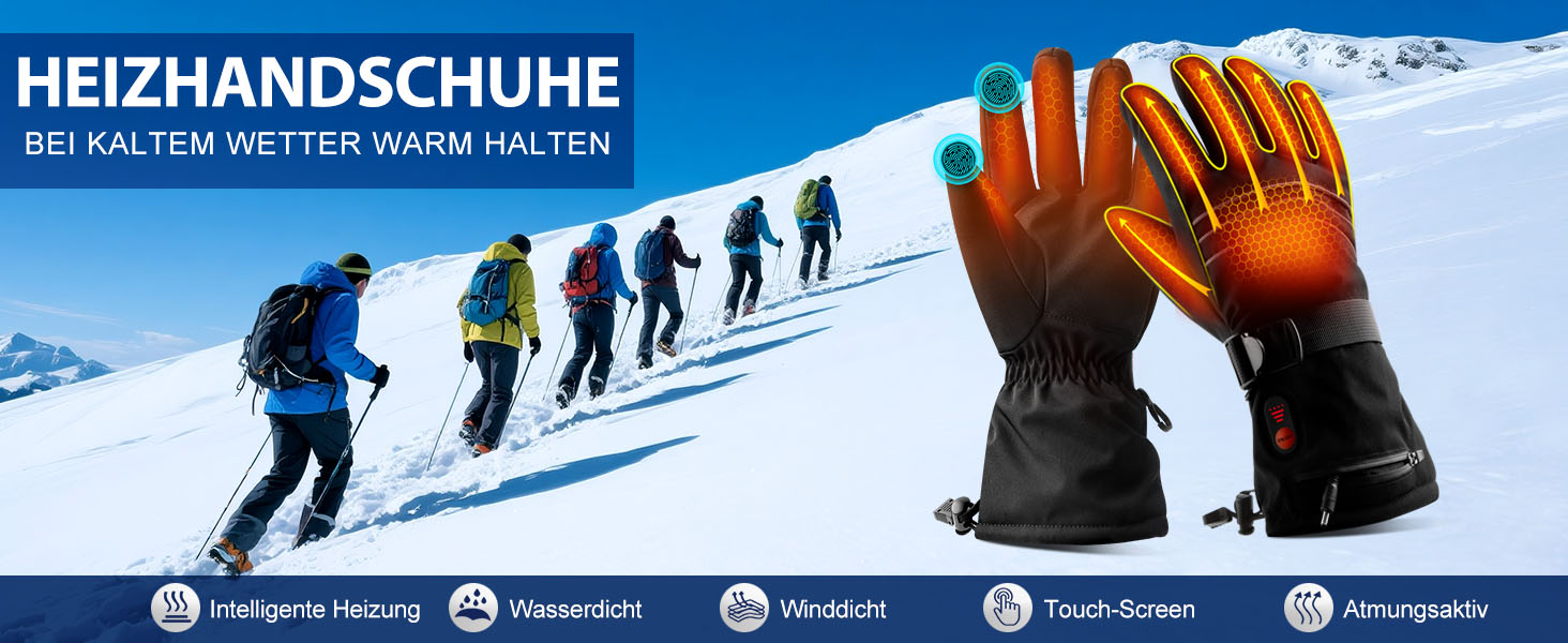 Електричні гріючі рукавиці для чоловіків та жінок, 7.4V 3200mAh, XL, Чорний