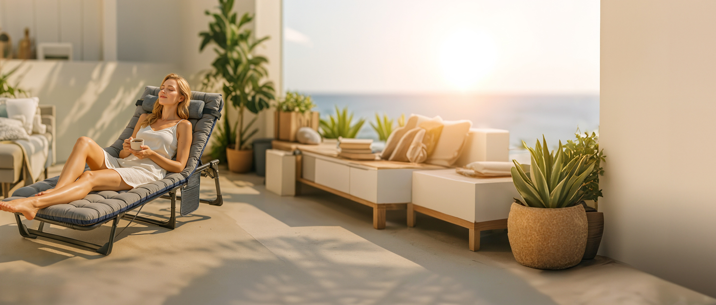 Складне кемпінгове ліжко з матрацом та кишенями, вантажопідйомність 200 кг, сталевий каркас, Oxford тканина, 190 x 71 x 36 см, для саду, офісу, кемпінгу, басейну, блакитне