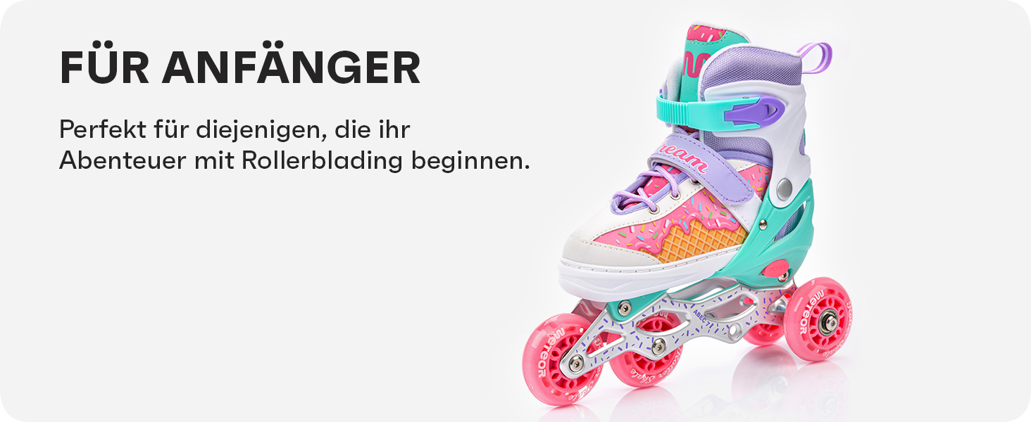 Дитячі ролики 4-в-1 Meteor Mermaid – регульовані, ABEC-7, PU-колеса, алюмінієвий фрейм, розміри XS-M