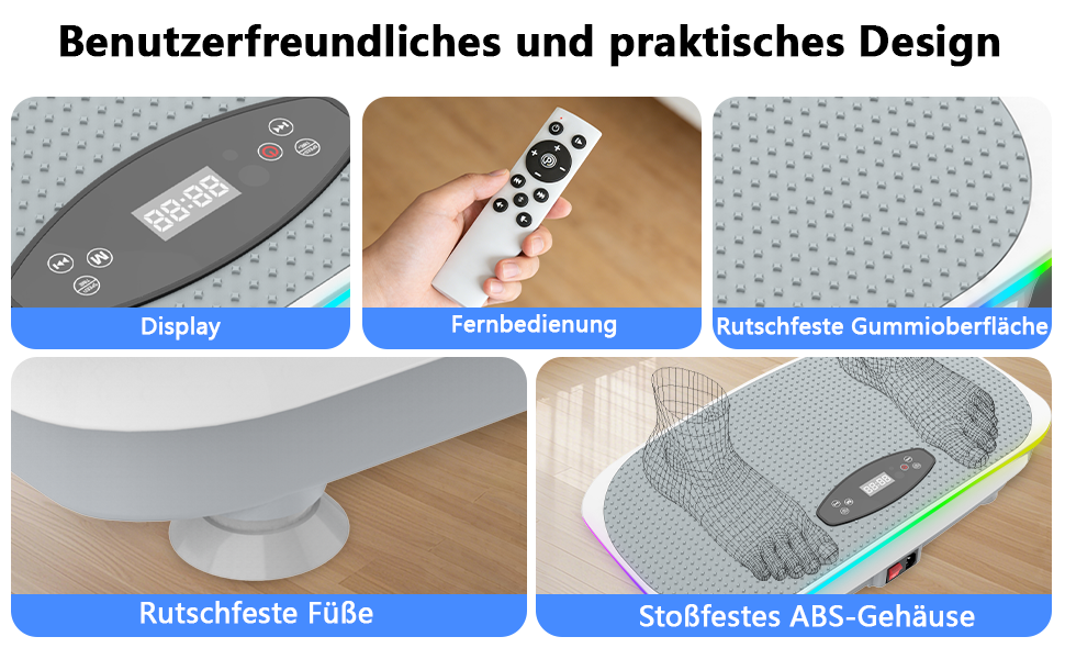 Віброплатформа для фітнесу вдома Rüttelplatte Sport 350LBS з Bluetooth, пультом та 4 гумовими стрічками