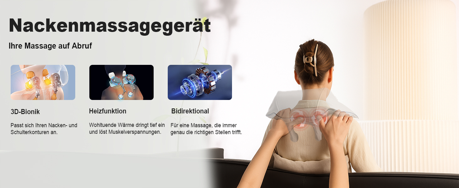Масажер для шиї та спини з підігрівом, Shiatsu масажер, для шиї, спини, плечей, попереку, ніг, м'язів, сірий. Чудовий подарунок на Різдво!