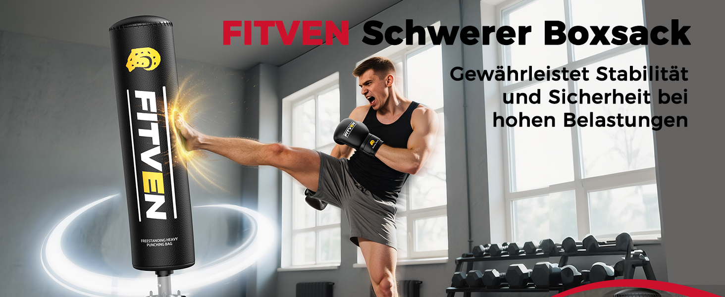 Боксерський мішок FITVEN стійкий з рукавичками, важкий, на присосках для дорослих та дітей, чорний