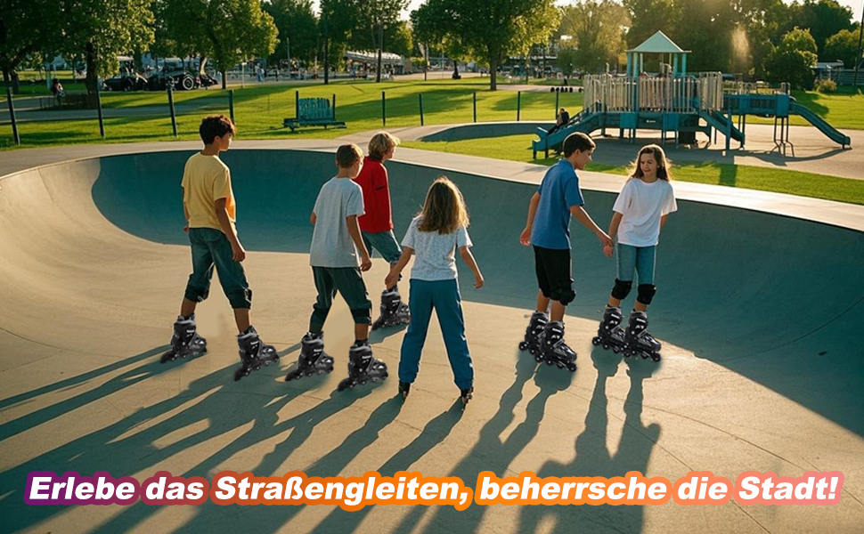 Роликові ковзани для дітей, чорні, регульовані, 36-39 EU (240-270 мм), для початківців, indoor/outdoor