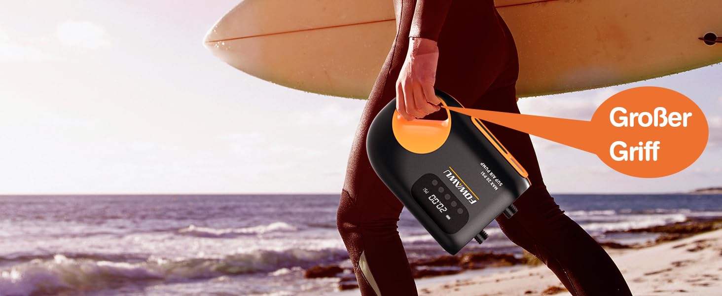 Насос FOWAWU 20PSI 12V DC для SUP, човнів та каяків: активне охолодження, автоматичне надування/здування