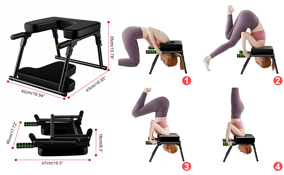 Крісло для йоги Стійка на голові, складна стійка для йоги, стійка на голові Feetup - вантажопідйомність 200 кг, стійка на голові з металевим каркасом для сім'ї, знімає втому