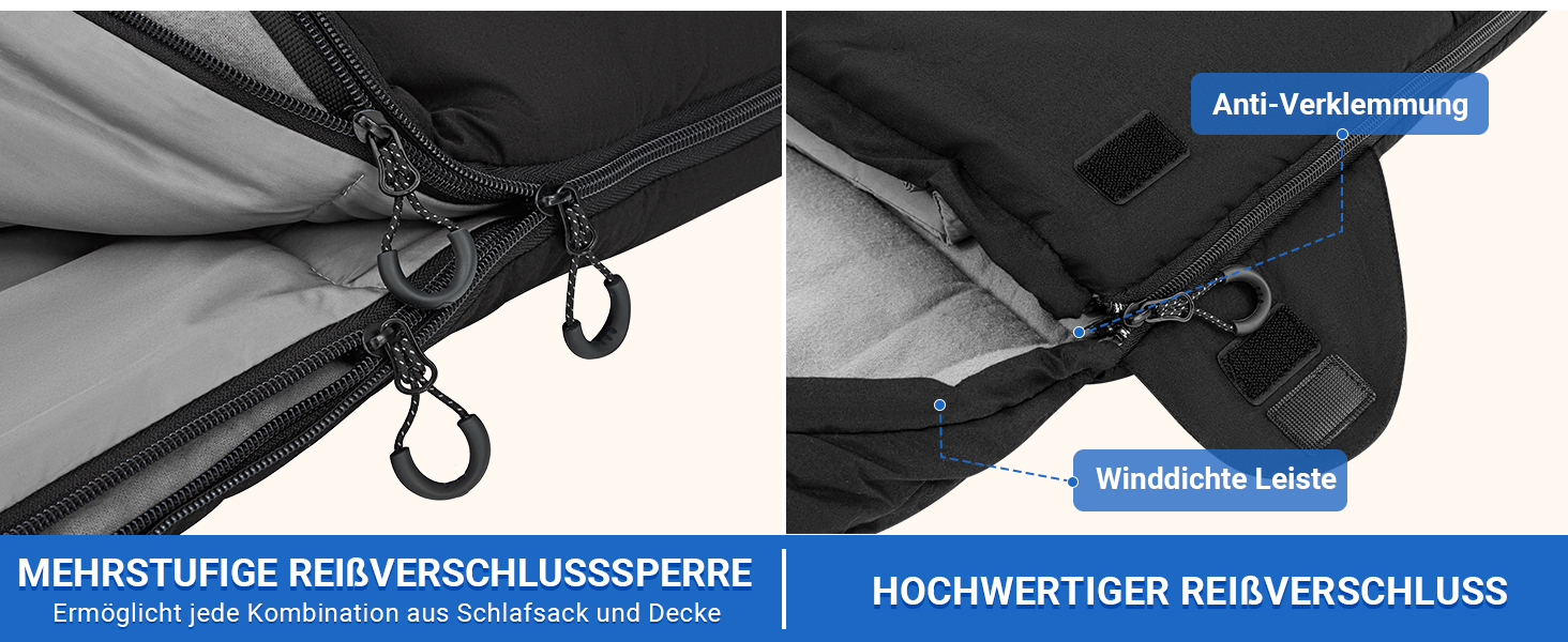 Сплячий мішок KingCamp для дорослих 3-в-1 з бавовняним флісовим підкладкою, зимовий, XXL, легкий, теплий, знімний ковдри, для туризму та відпочинку