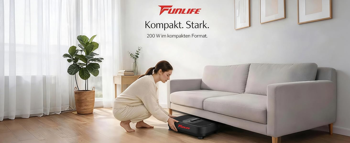 Віброплатформа Funlife 120кг, 180 рівнів, 5 програм, Bluetooth, динаміки + троси для тренувань - для всього тіла, біла
