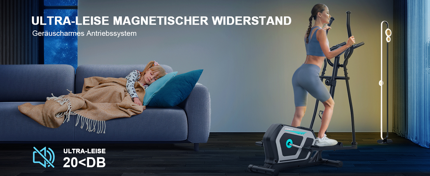 Еліптичний тренажер Crosstrainer 3-в-1 з LCD-монітором та Bluetooth, 16 рівнів опору, 6 кг маховик, до 130 кг, чорний