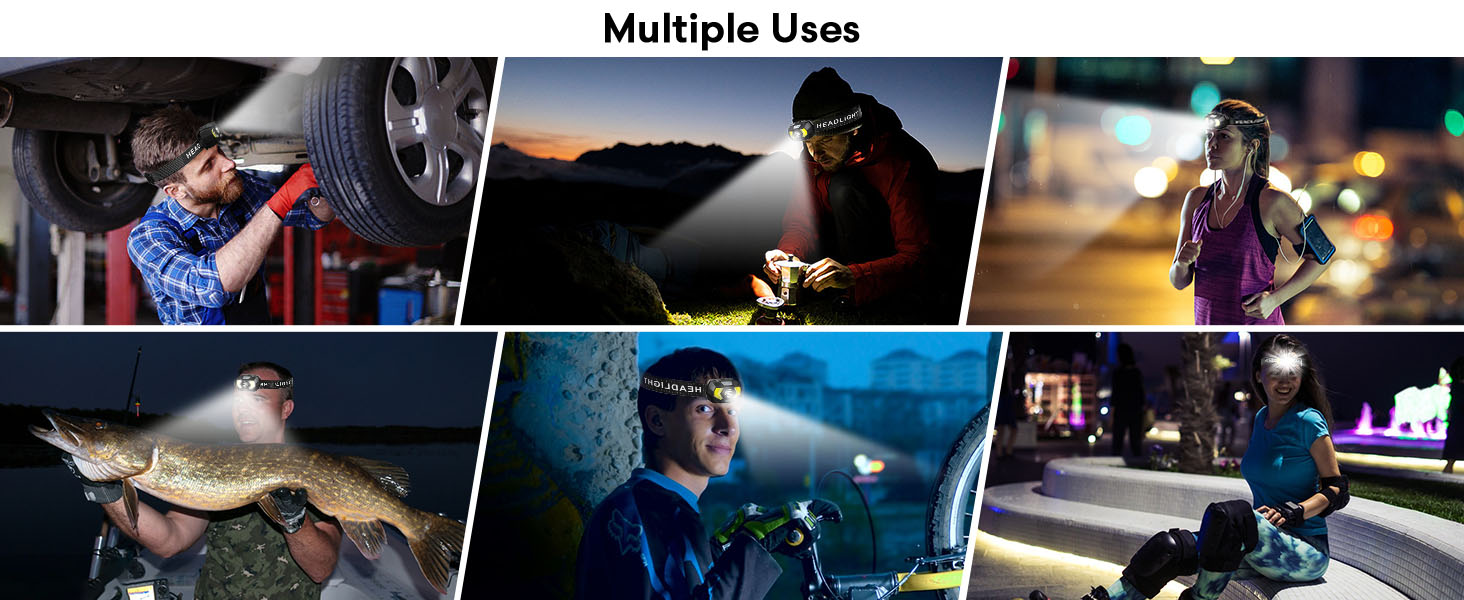 LED налобний ліхтар Lsnisni 2000 люменів (2 шт./1 шт.), 6 режимів, водонепроникний IPX5, для дітей та дорослих, кемпінг, біг, риболовля, з батарейками