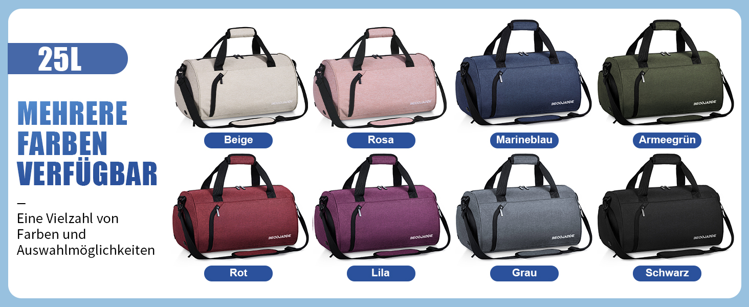 Спортивна сумка-дуфел для чоловіків та жінок з відділенням для взуття та мокрих речей, водонепроникна ручна поклажа (35L, сірий)