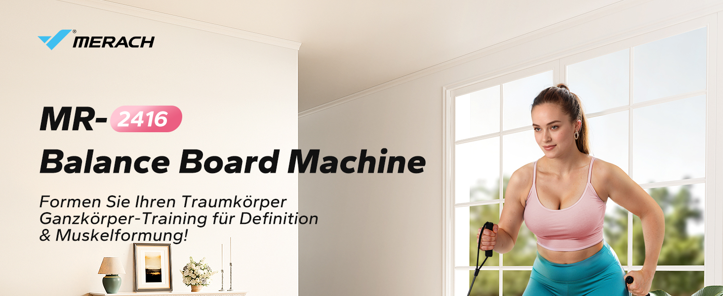 Баланс-борд MERACH для дорослих з дисплеєм, тренажер рівноваги з 2 еластичними стрічками, до 136 кг, для бокової мобільності, реабілітації та координації, для дому, білий