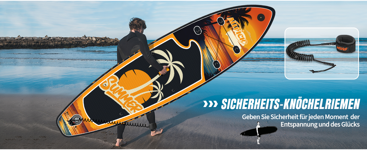 Набір SUP-дошки ALLPICK Premium: надувна дошка для сапсерфінгу з кріпленням для камери, повний комплект аксесуарів, регульоване весло, для початківців та досвідчених, 200 кг (Колір: Захід сонця - Оранжевий)