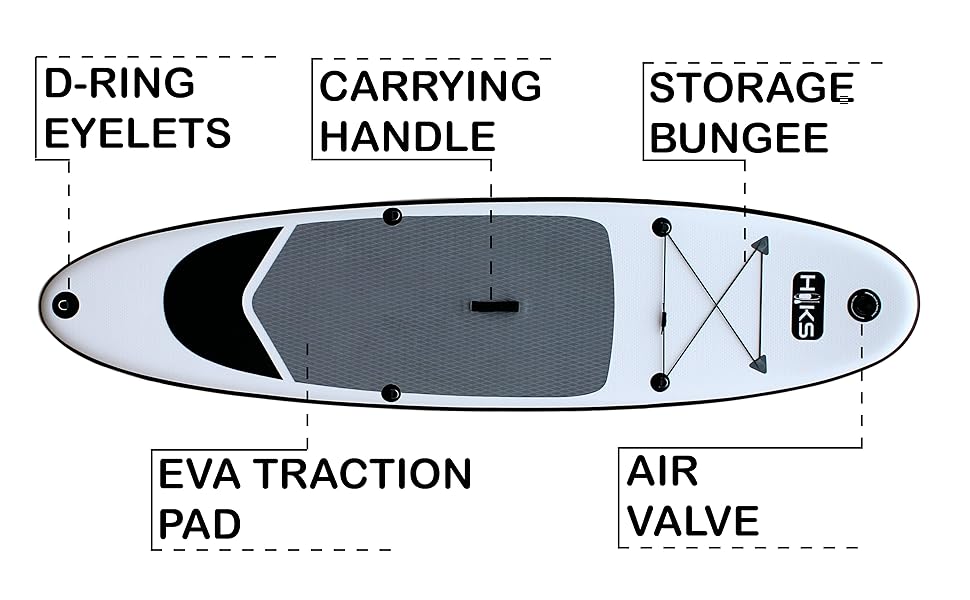 Продукція HIKS Battleship Grey 10,6 футів / 3,2 м Набір SUP дошок Inc Весло, насос, рюкзак і повідець Підходить для всіх здібностей Ідеальний набір надувної дошки для початківців, сірий, один розмір для всіх