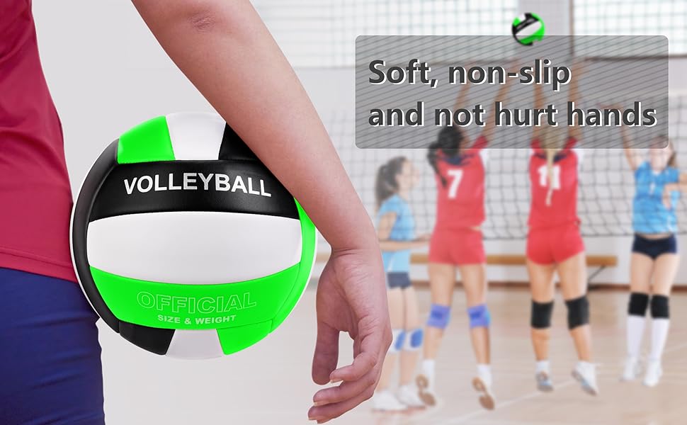 Волейбольний м'яч Dakapal 5, для гри в приміщенні та на вулиці, м'який, для початківців, підлітків та дорослих (без насоса), колір зелений