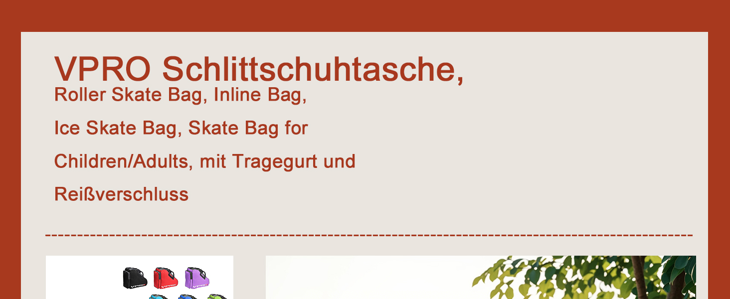 Сумка для ковзанів VPRO: для ковзанярства на льоду та роликів, з ремінцем та блискавкою, для дітей та дорослих