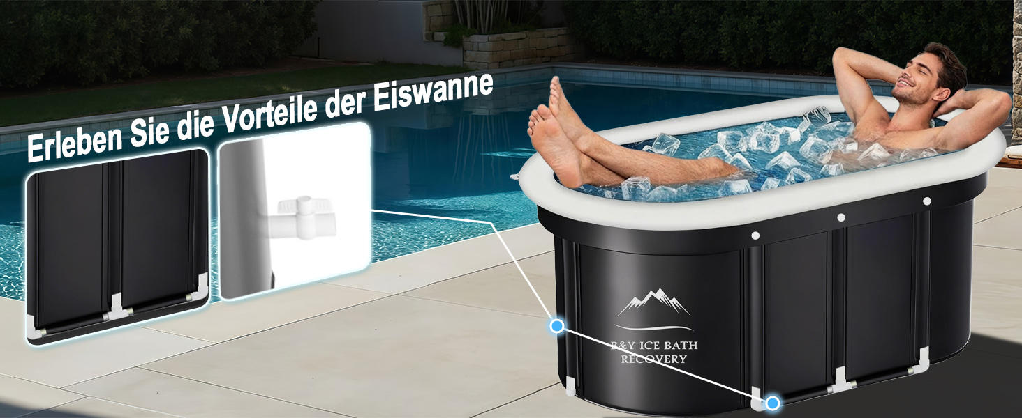 Екзотермічна ванна B&Y Ovales Eisbad: ізольована ванна для холодової терапії (120x65x65 см)