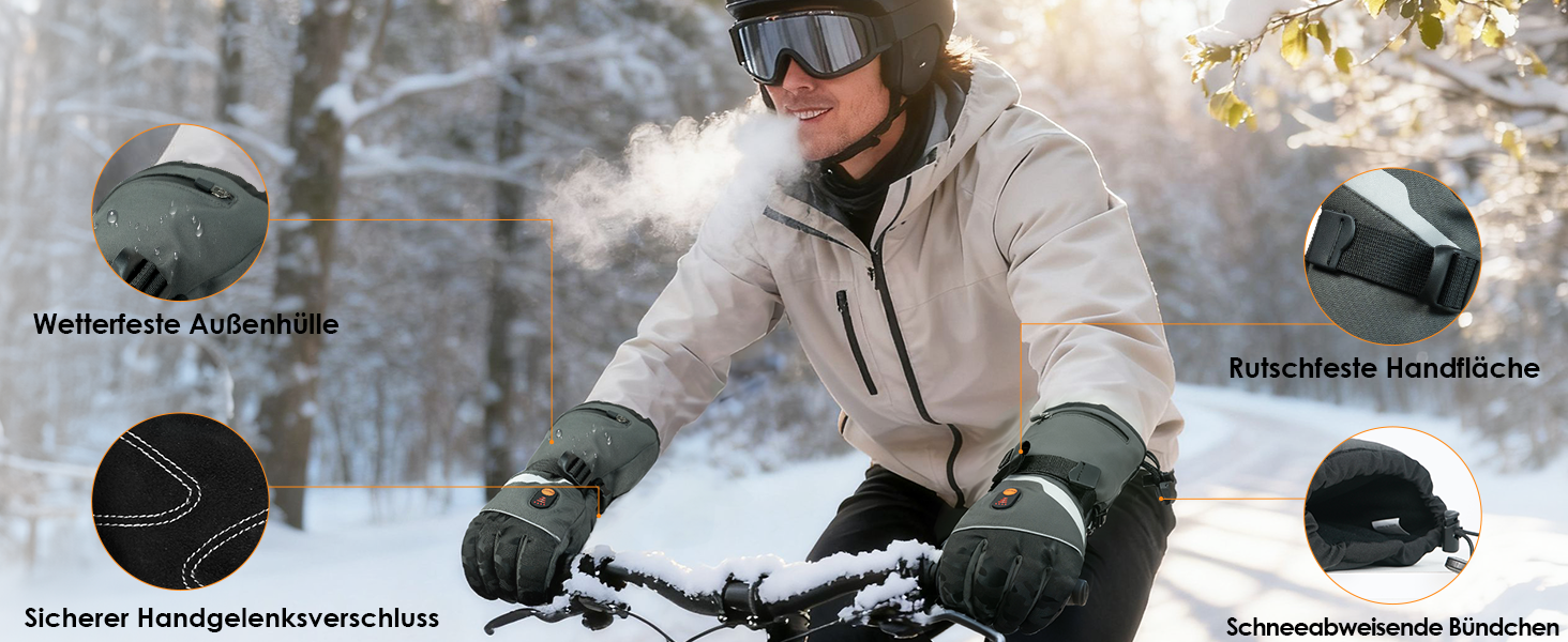 Обогріваючі рукавички Minthouz W11 для чоловіків та жінок, 7.4V, 3 режими нагріву, водонепроникні, з підтримкою сенсорного екрану, для роботи на вулиці, їзди на велосипеді, катання на лижах, XL