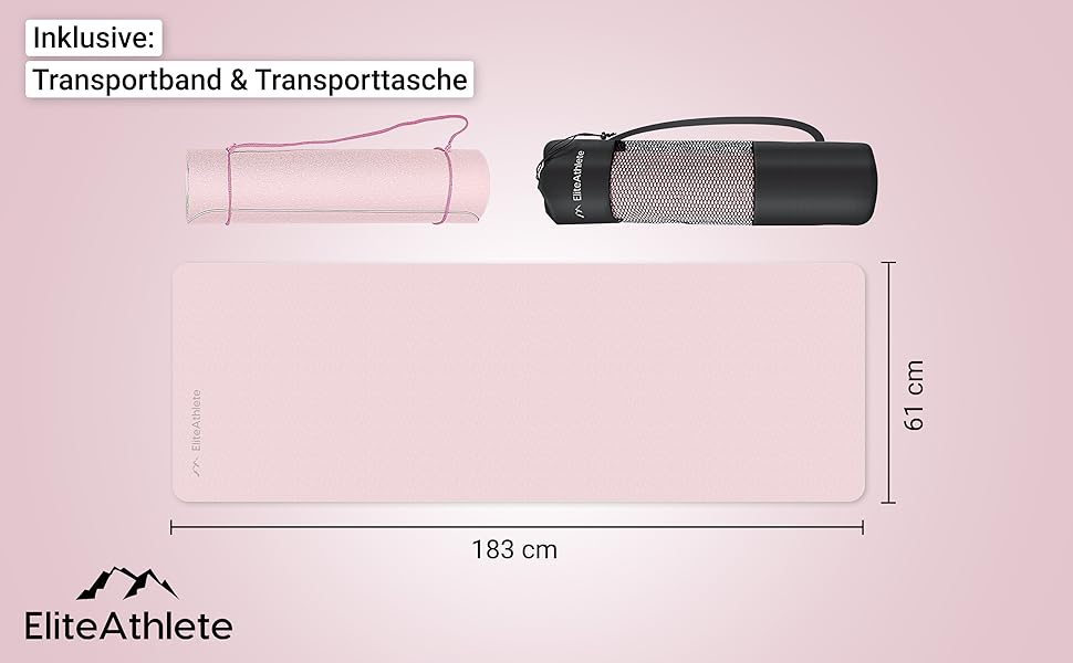 Килимок для йоги EliteAthlete Sportmatte: фітнес, пілатес, гімнастика - 183x61x0.6 см з чохлом Spring Blooms Light Sand