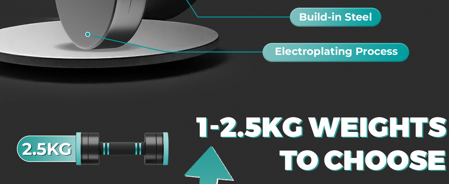 Набір гантелей Dripex, регульовані, сталеві, 2 шт. по 2.5 кг, 2 шт. по 5 кг, 2 шт. по 10 кг, для дому