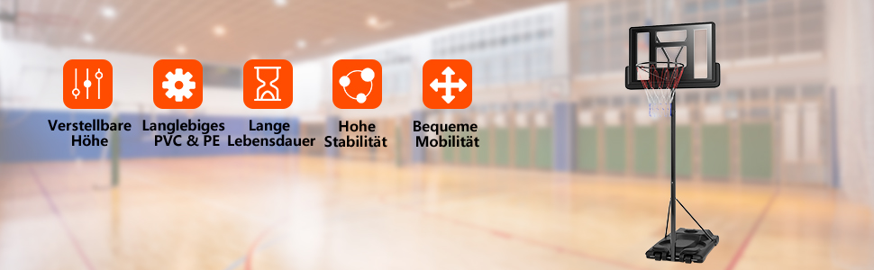 Баскетбольне кільце GOPLUS з підставкою на колесах, регульована висота 180-305 см, для дорослих та підлітків