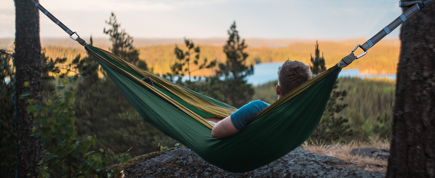 Гімніс Гамак для відпочинку на природі Ultraleicht - легкий туристичний гамак з тросами та карабінами, вантажопідйомність до 300 кг