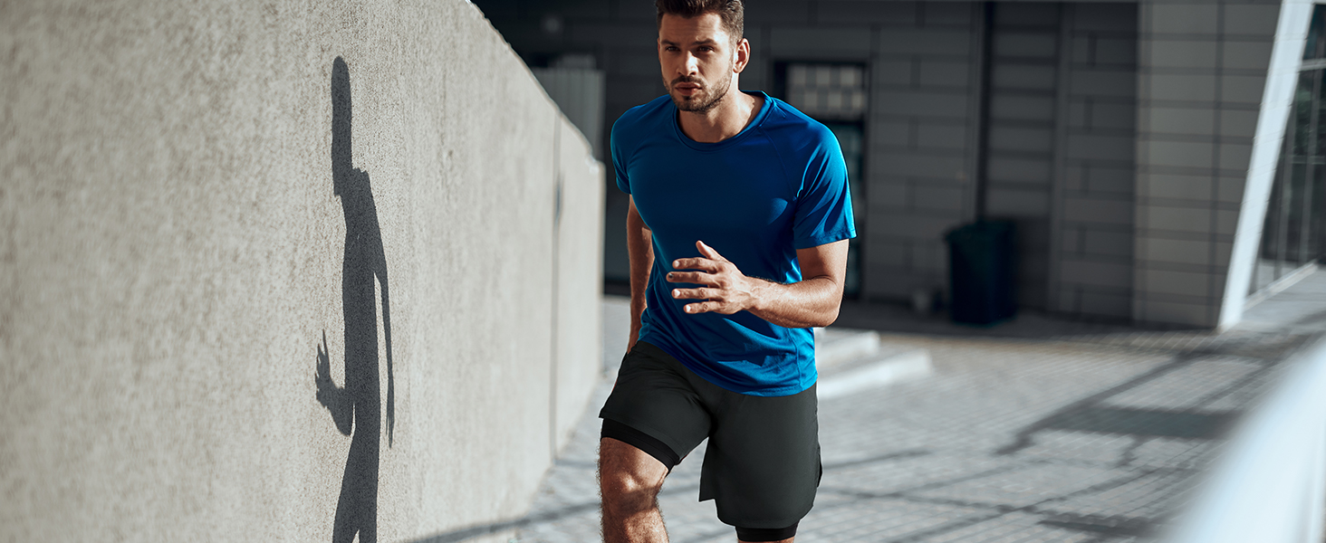 Шорти чоловічі Niksa 2er Pack 2-в-1: спортивні, швидковисихаючі, дихаючі, з кишенею для телефону (XL, сірий)