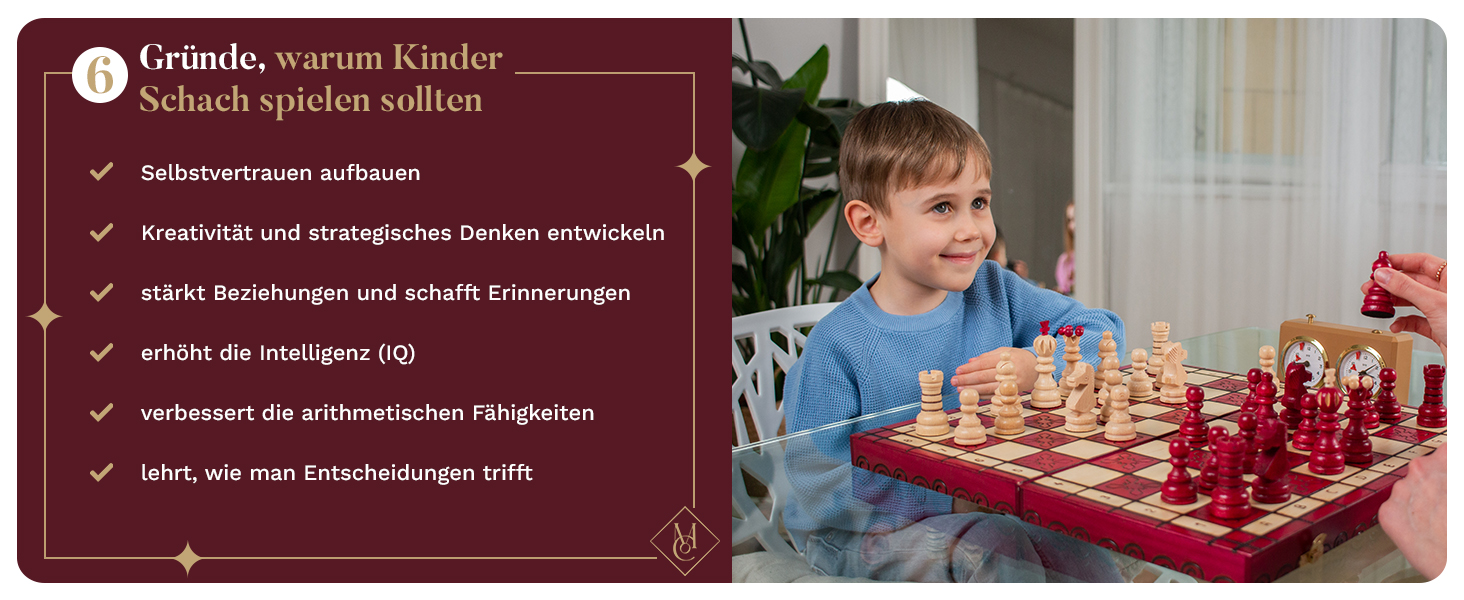 Шаховий набір Intarsien Pearl XL з вишневого дерева | Master of Chess | Класичний шаховий набір 42 см для дітей та дорослих | Шахове поле з фігурами (Червоний XL)