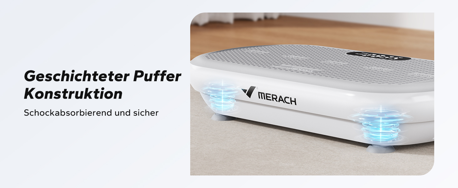 Вібраційна платформа MERACH для тренувань та фігури, амплітуда 13 мм, вантажопідйомність 200 кг, силіконовий педал, Bluetooth-динамік (сірий)