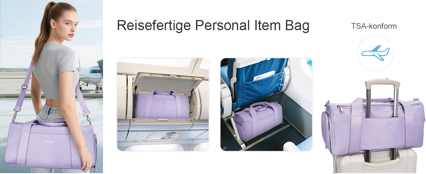 Спортивна сумка 16 дюймів для жінок та дітей з відділенням для взуття та водонепроникним розділенням. Підходить для фітнесу, танців, плавання та подорожей, фіолетового кольору.