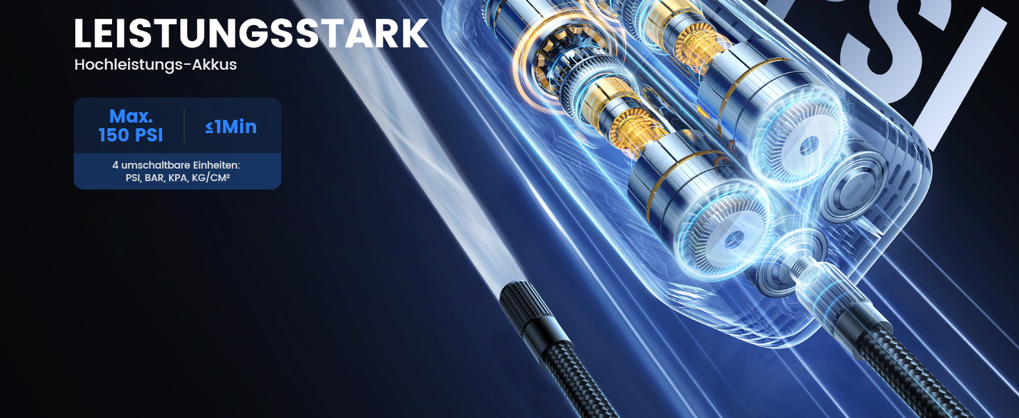 Електричний насос Lamicall для велосипедів, авто, мотоциклів та м'ячів з LED-підсвічуванням - 150 PSI, 5x швидше