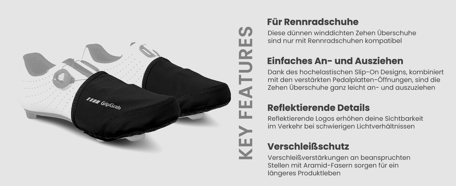 ГріпГраб Вітрозахисні Легкі Нагрівалки для Пальців на Велосипеді, Розмір L/XL (42-45), Чорний