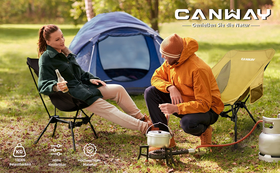 Зручний складаний стілець для кемпінгу CANWAY, ультралегкий, міцний (180 кг), для пляжу та відпочинку