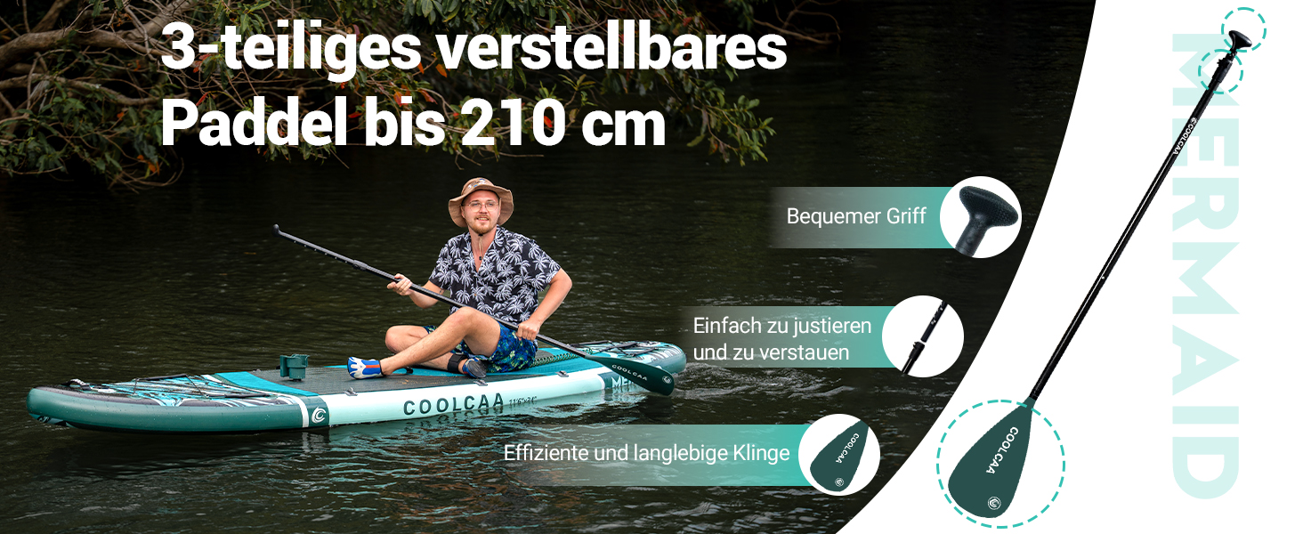 SUP дошка COOLCAA 355 см надувна, з веслом та аксесуарами, для дорослих до 222 кг