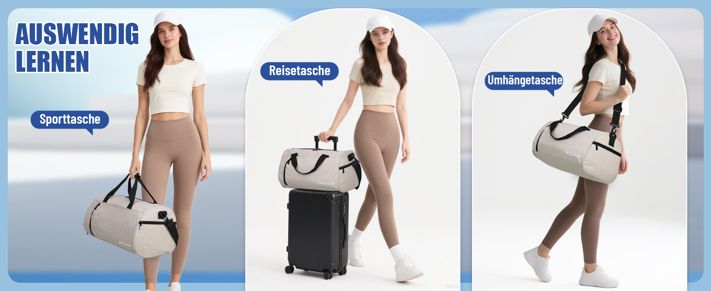 Спортивна сумка-дуфел для чоловіків та жінок з відділенням для взуття та мокрих речей, водонепроникна ручна поклажа (35L, сірий)