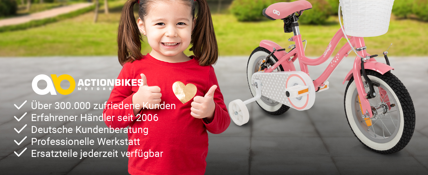 Дитяче велосипед Actionbikes Starlight 12/16/20 дюймів - V-Brake гальма, захистники, для дітей 2-9 років