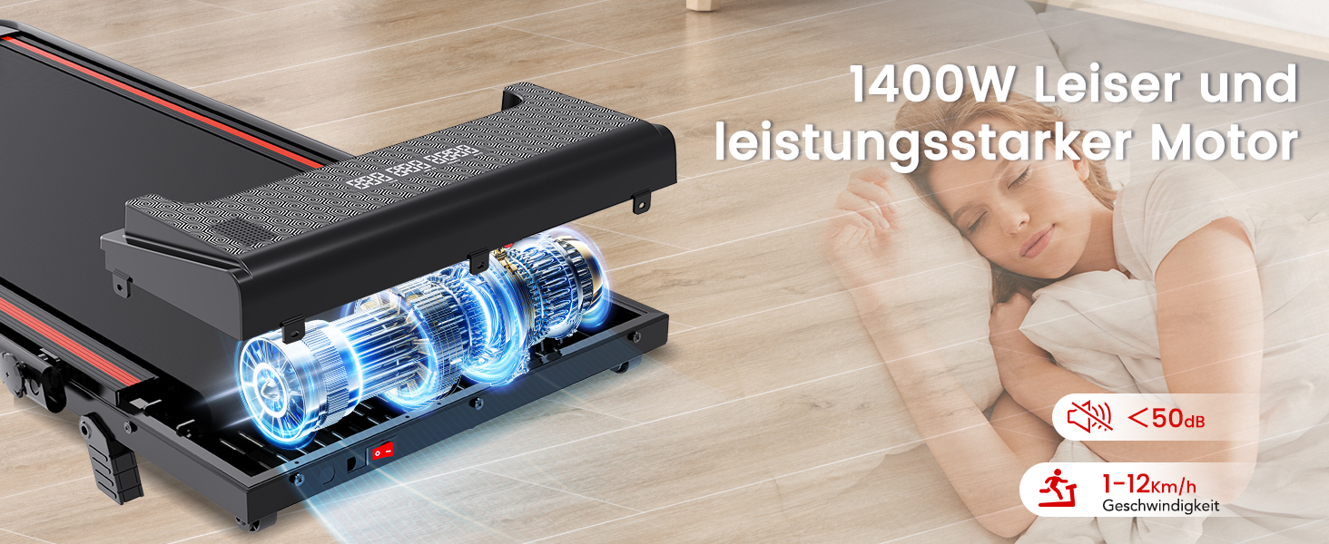 Електричний біговий тренажер складний, для дому з нахилом 5%, швидкість 12 км/год, 1400W, LCD-дисплей, чорний