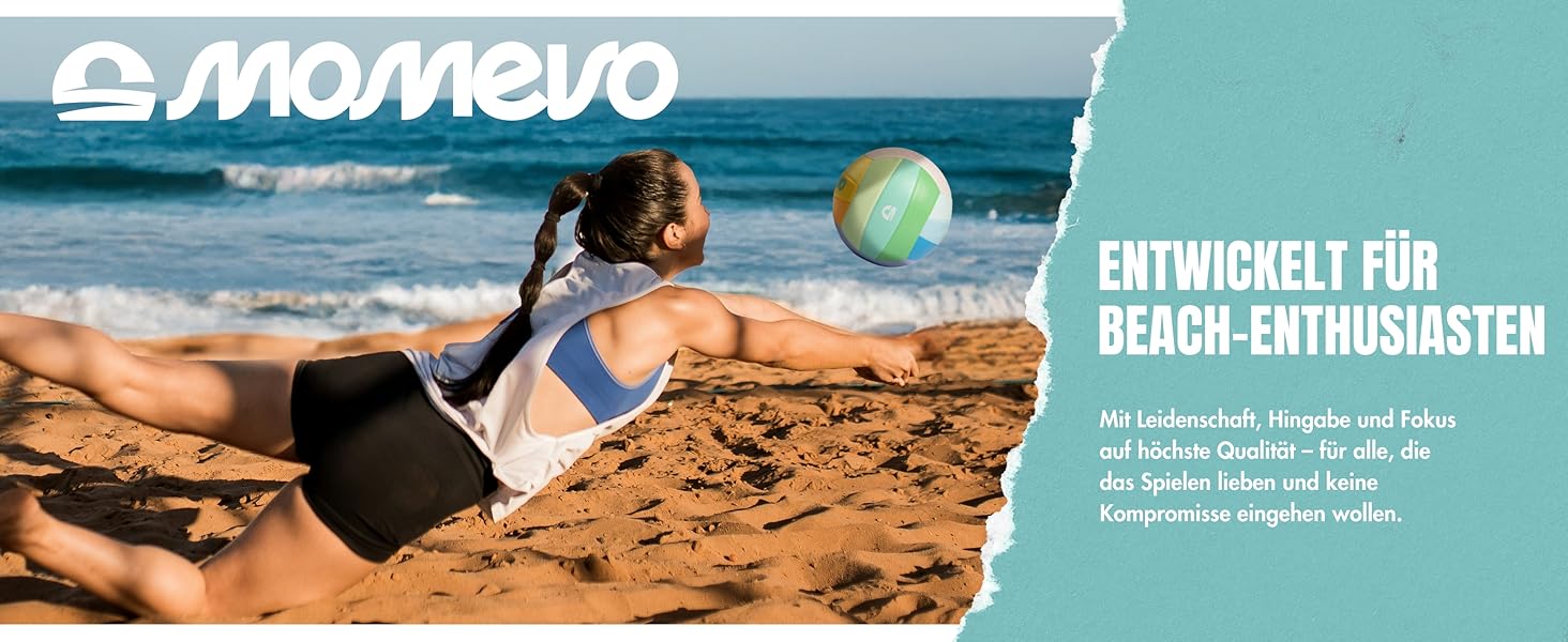 М'яч для волейболу Momevo Beachvolleyball, 2025, розмір 5, сертифікований DVV, м'яка поверхня, для пляжного волейболу, для активного відпочинку, як подарунок (тільки м'яч, кольори веселки)