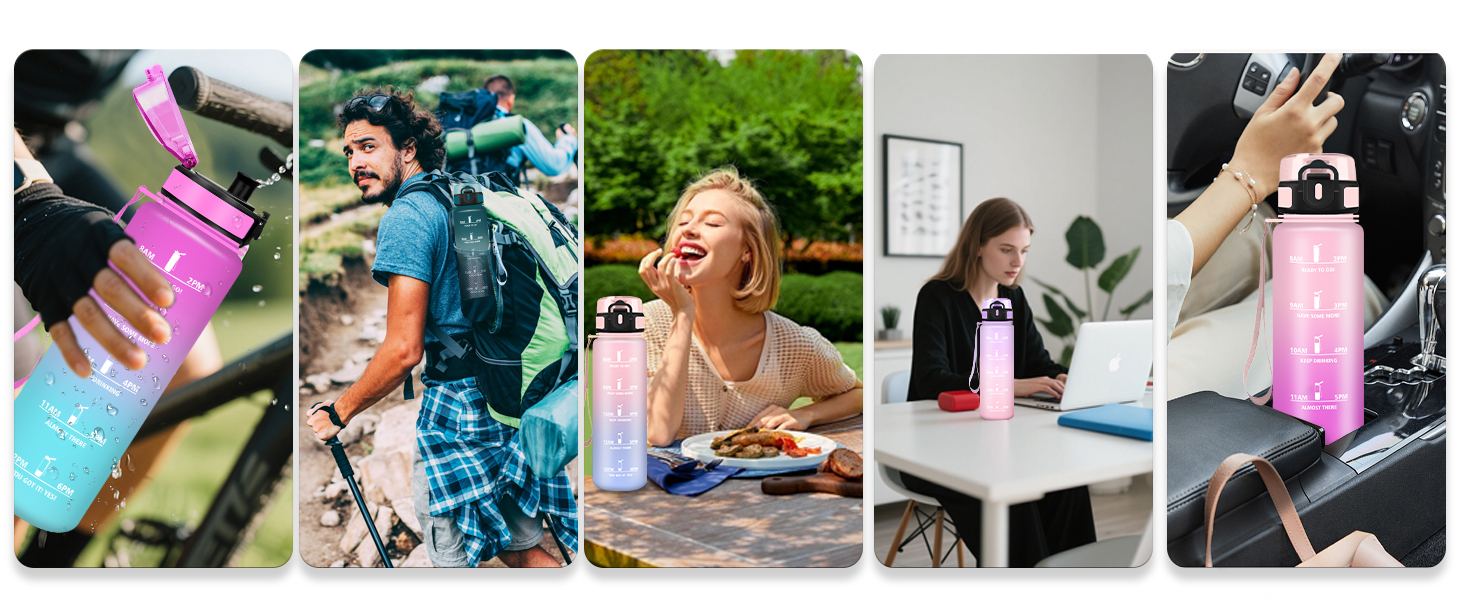 Спортивна пляшка для води 1 літр з міткою часу, витокозахисна, для велосипеда, школи, офісу, фітнесу (500 мл, бурштиново-помаранчевий)