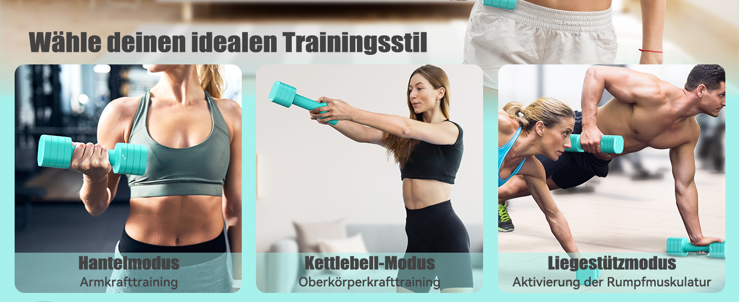 Sportneer Регульовані гантелі для жінок - набір з 2 гантелей (0,9–2,3 кг кожна), 4-в-1 набір гантелей з неслизьким ТПУ-покриттям, набір гантелей для домашнього спортзалу, фітнесу та силових тренувань (Блакитний)