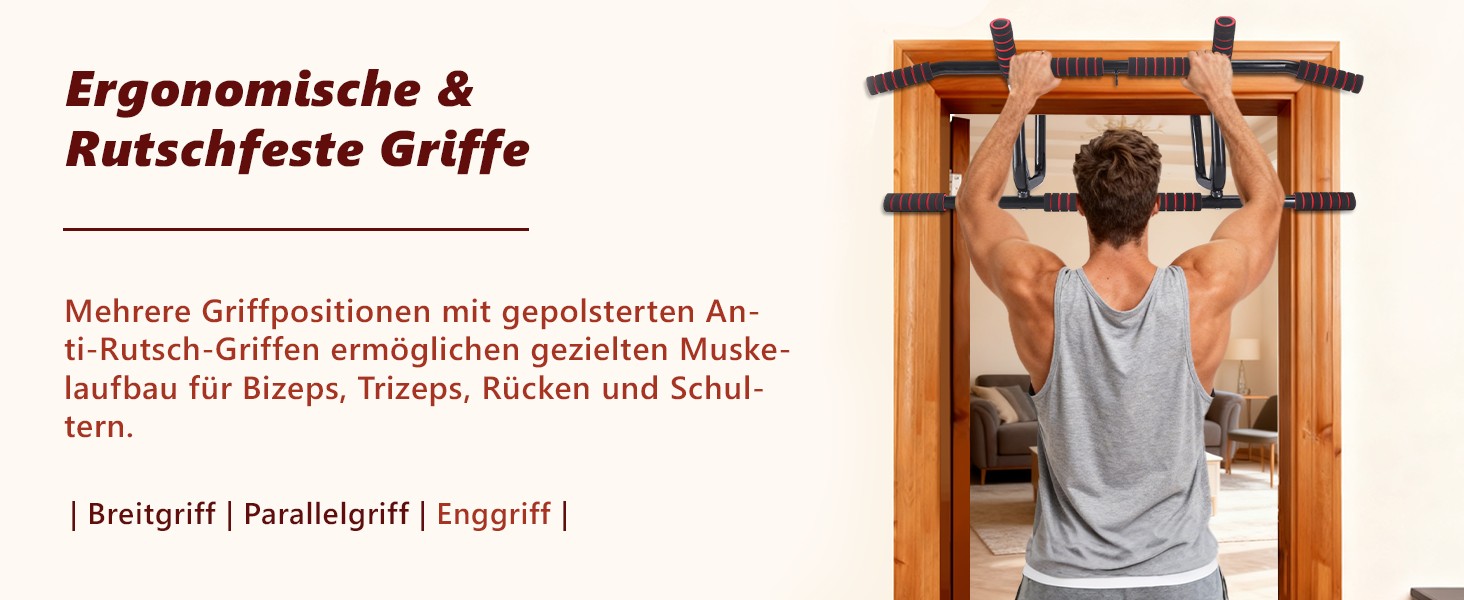 Турнік для дверей Klimmzugstange - турнік для підтягувань на дверний проріз без свердління, з м'якими ручками, 80-90 см
