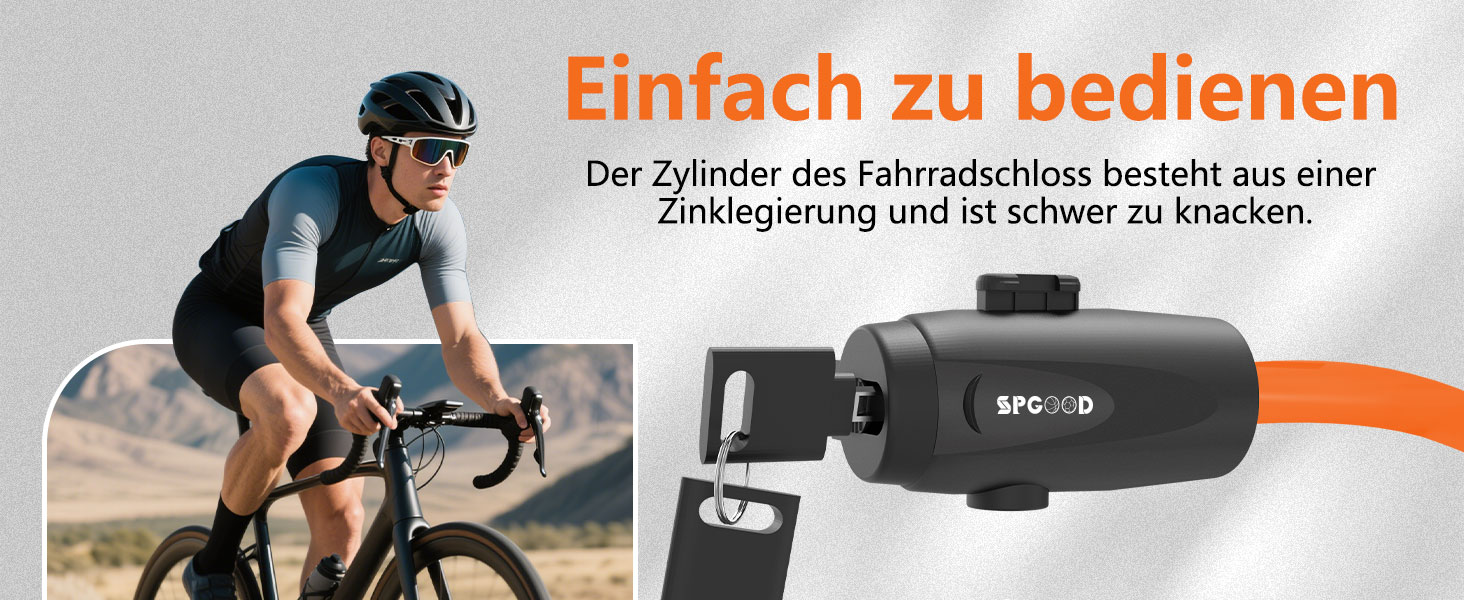 Надійне велосипедне замкове тросик 120 см, 12 мм, посилений, з 2 ключами, для велосипеда, триколісного велосипеда, мотоцикла, скутера (Помаранчевий)
