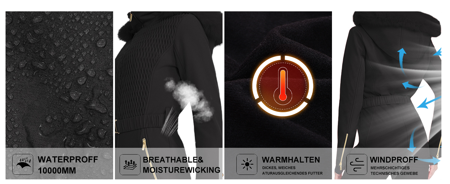 Жіночий гірськолижний комбінезон HOTIAN: водонепроникний, вітронепроникний, теплий, з капюшоном, рожевий