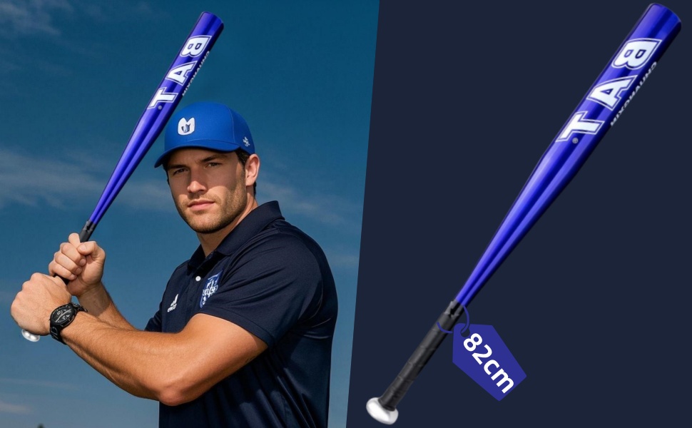 Бейсбольна бита 82 см (32 дюйми), алюмінієва з неслизькою ручкою, блакитна. Підходить для бейсболу та самозахисту