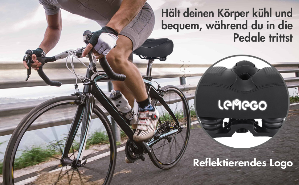 Зручний велосипедний сідло LEMEGO для чоловіків та жінок: широке, ергономічне, з гелевим наповнювачем. Підходить для MTB, шосе, електровелосипедів та міських велосипедів