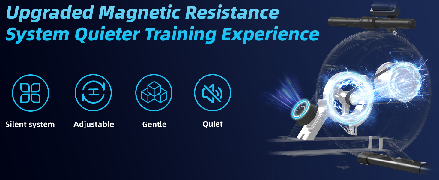 Гребний тренажер Dskeuzeew для дому, складний, 16 рівнів опору, магнітний, до 160 кг, Slide-Rails