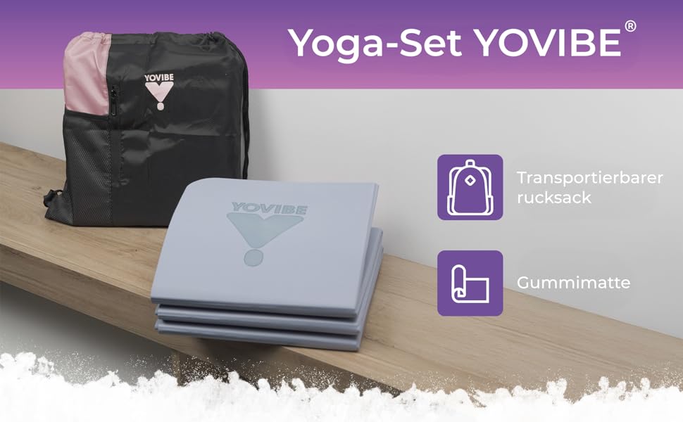 Килимок для йоги YoVibe® 183x60x0.6 см рожевий з TPE, антиковзкий, товстий + сумка та рушник для йоги