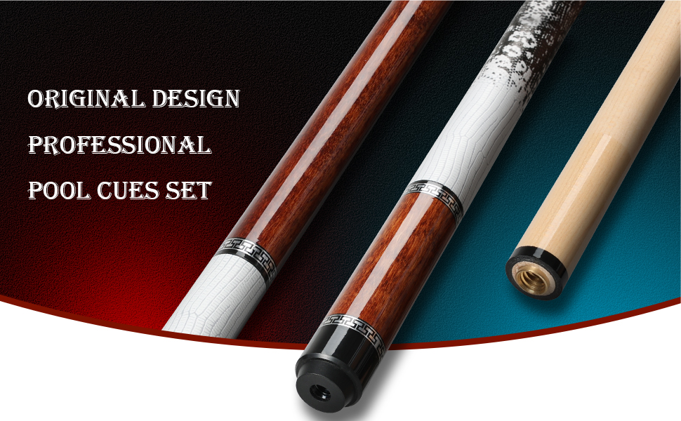 AKLOT Більярдний кий професійний з телескопічним подовженням, канадська береза, кейс, 147 см (58''), 538-595 г